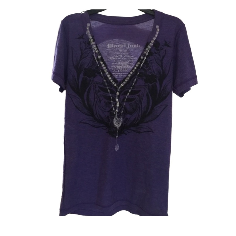 Planet funk by envae purple necklace shirt size s